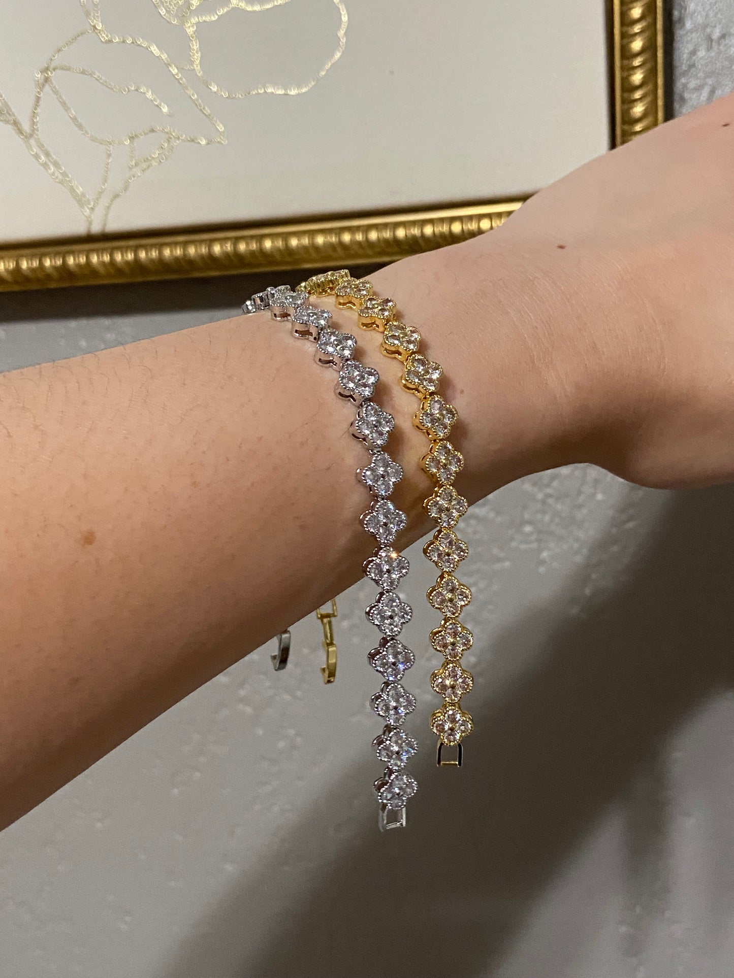 Flower CZ Stainless Steel Tennis Bracelet