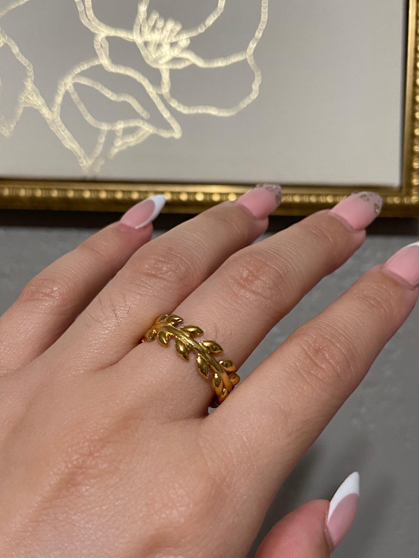 Leaves Stainless Steel Gold Ring