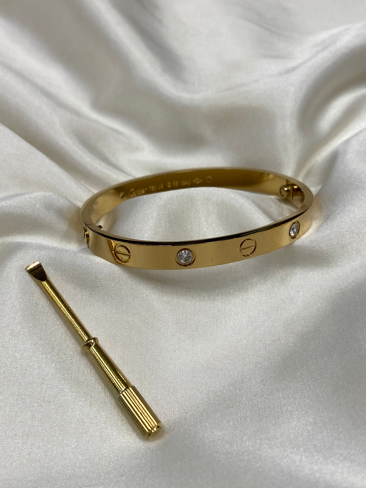 Gold Carti CZ Stainless Steel Bangle - with screw