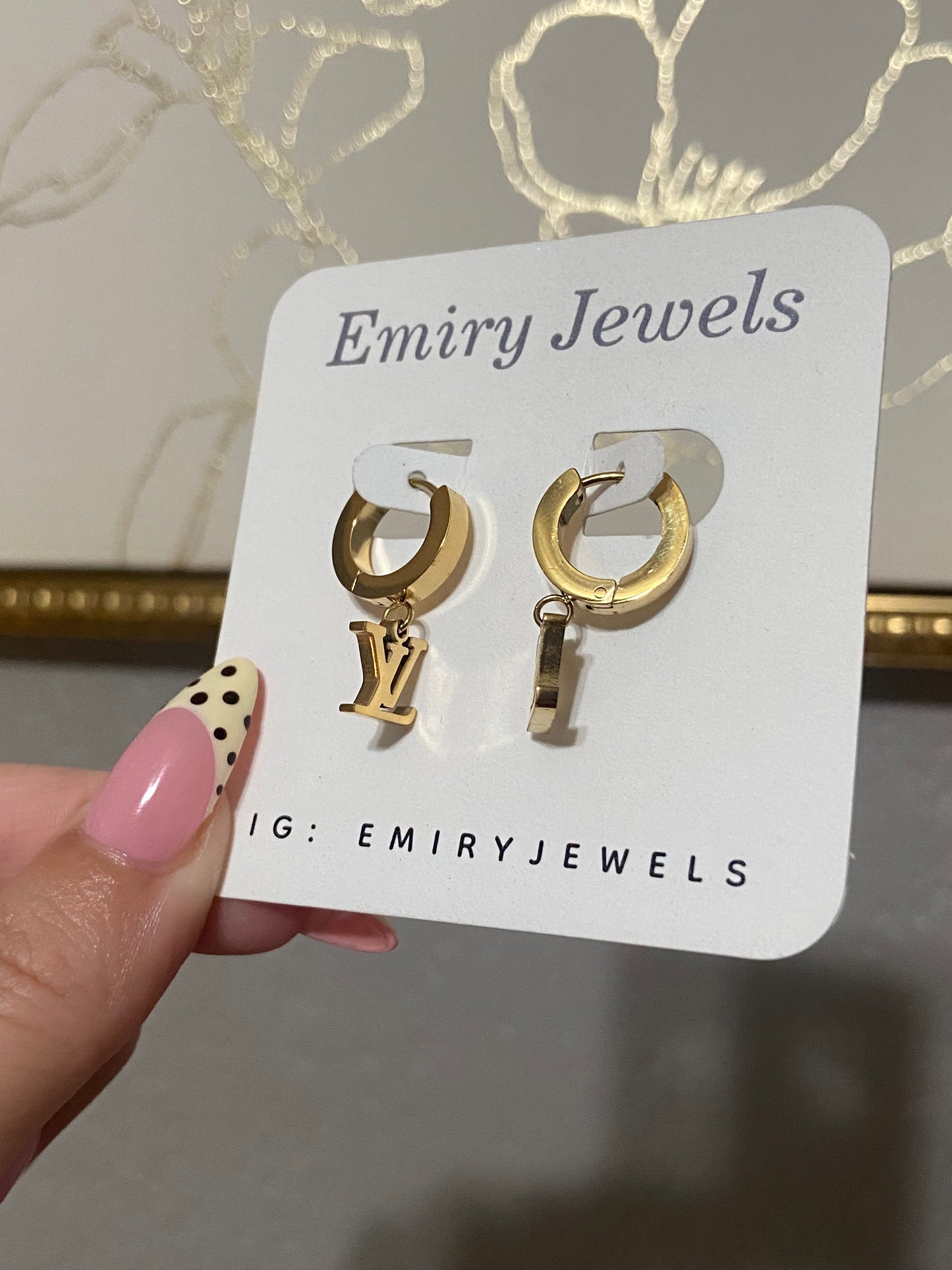 LV Stainless Steel Gold Huggie Earrings