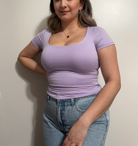 Double Layered Short Sleeve Top - Lavender
