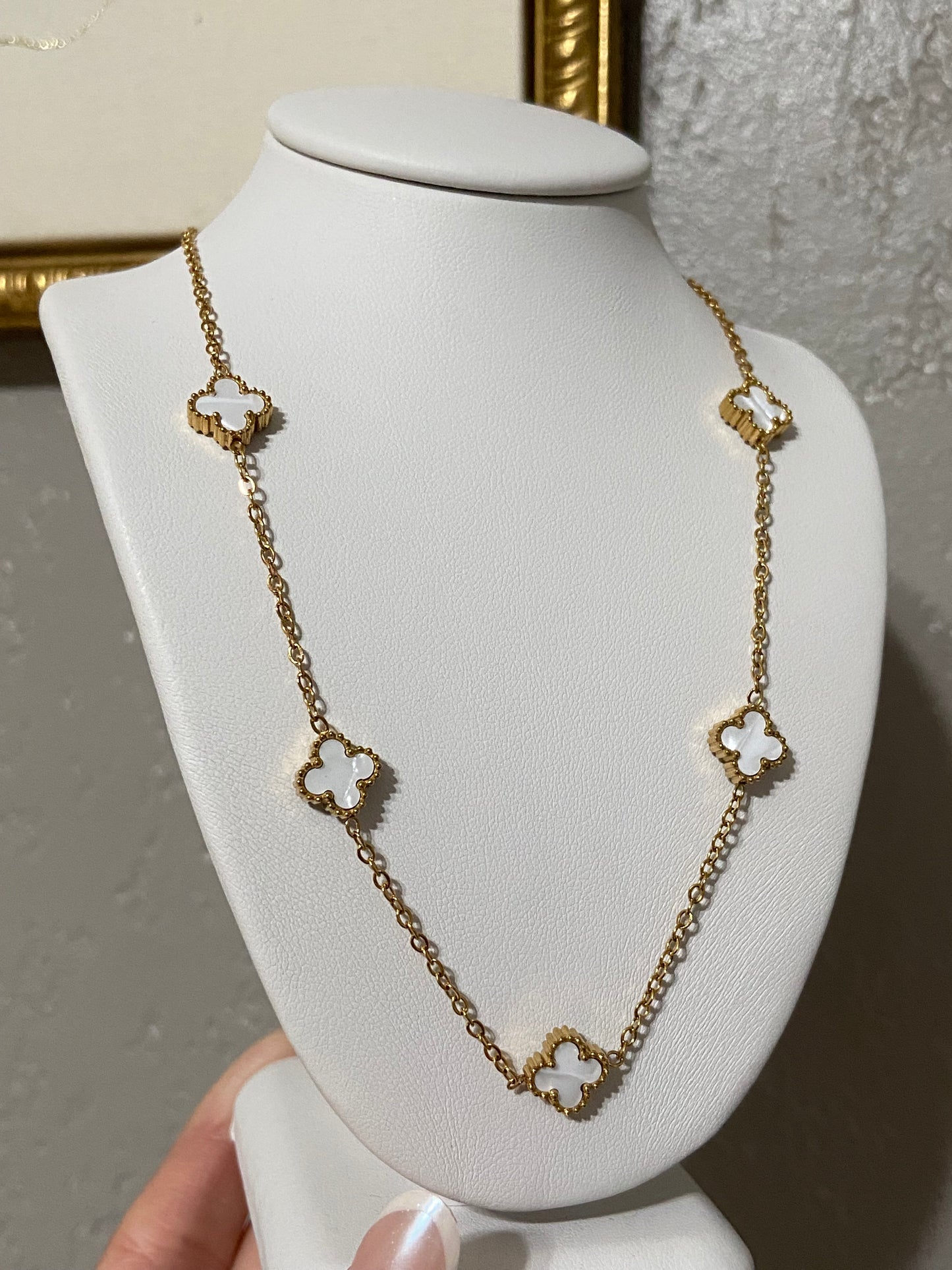 Clovers Stainless Steel Gold Necklace