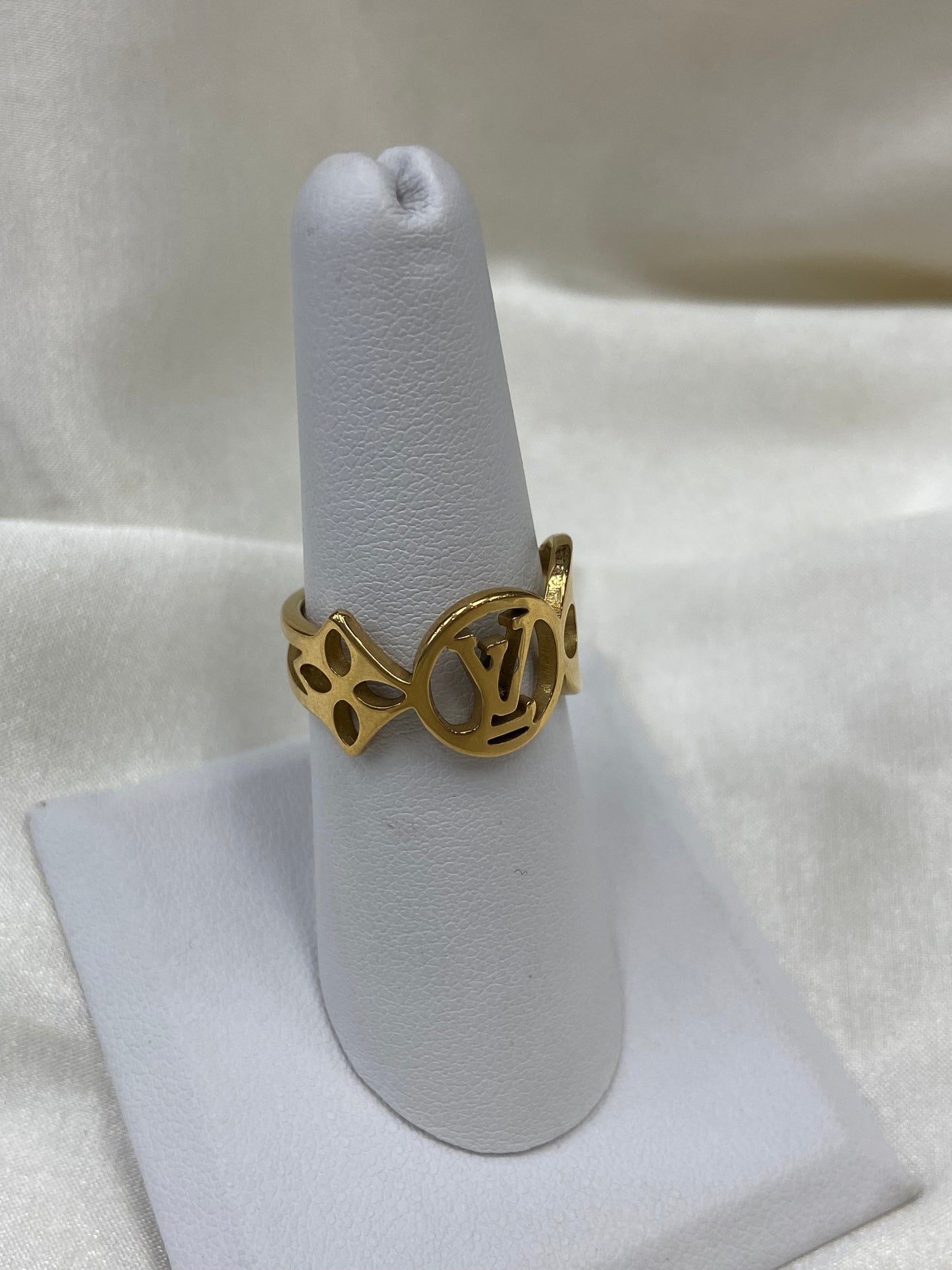 Gold Adjustable LV Stainless Steel Ring
