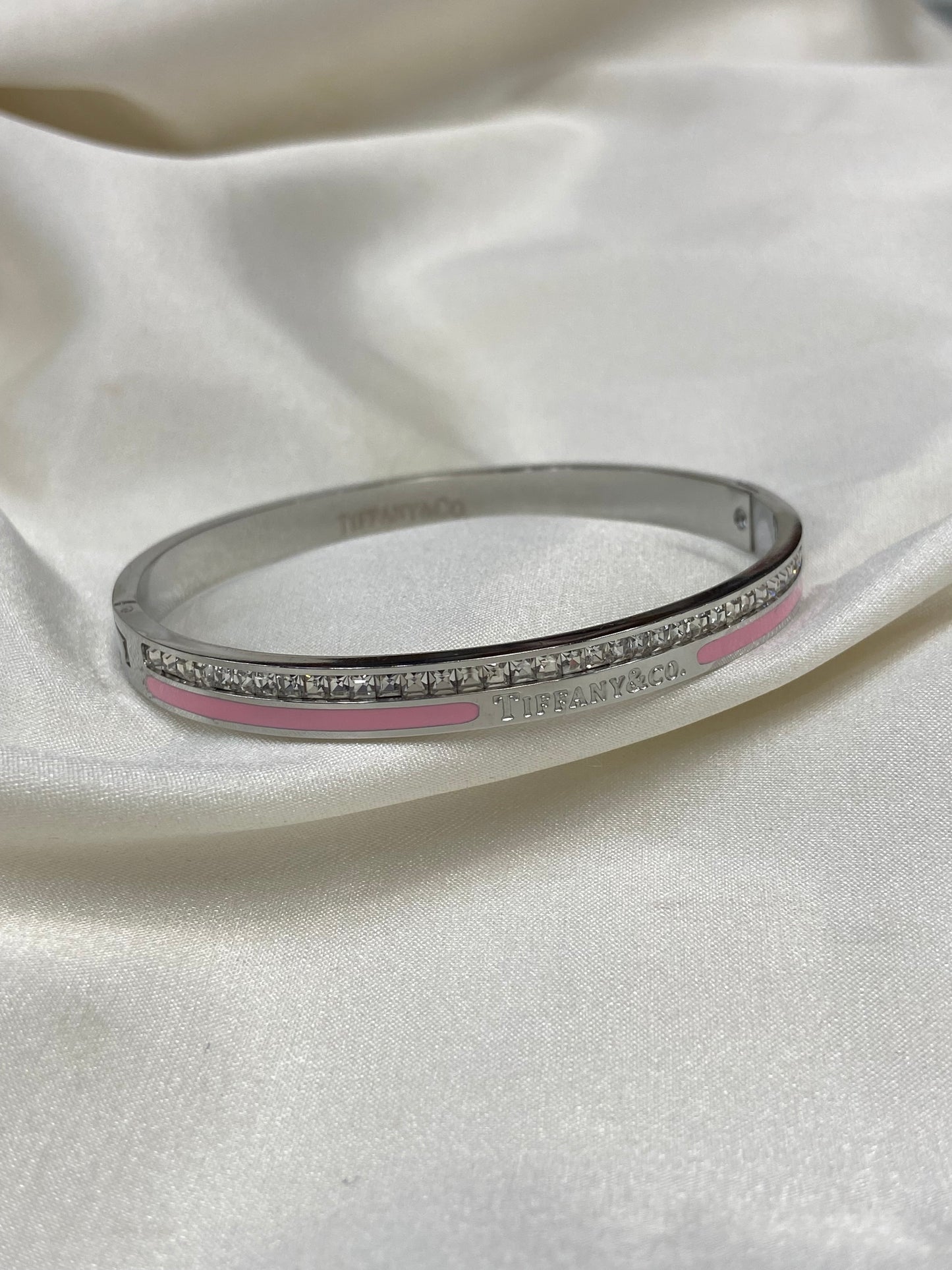 Tiff & Co CZ Stainless Steel Bangle