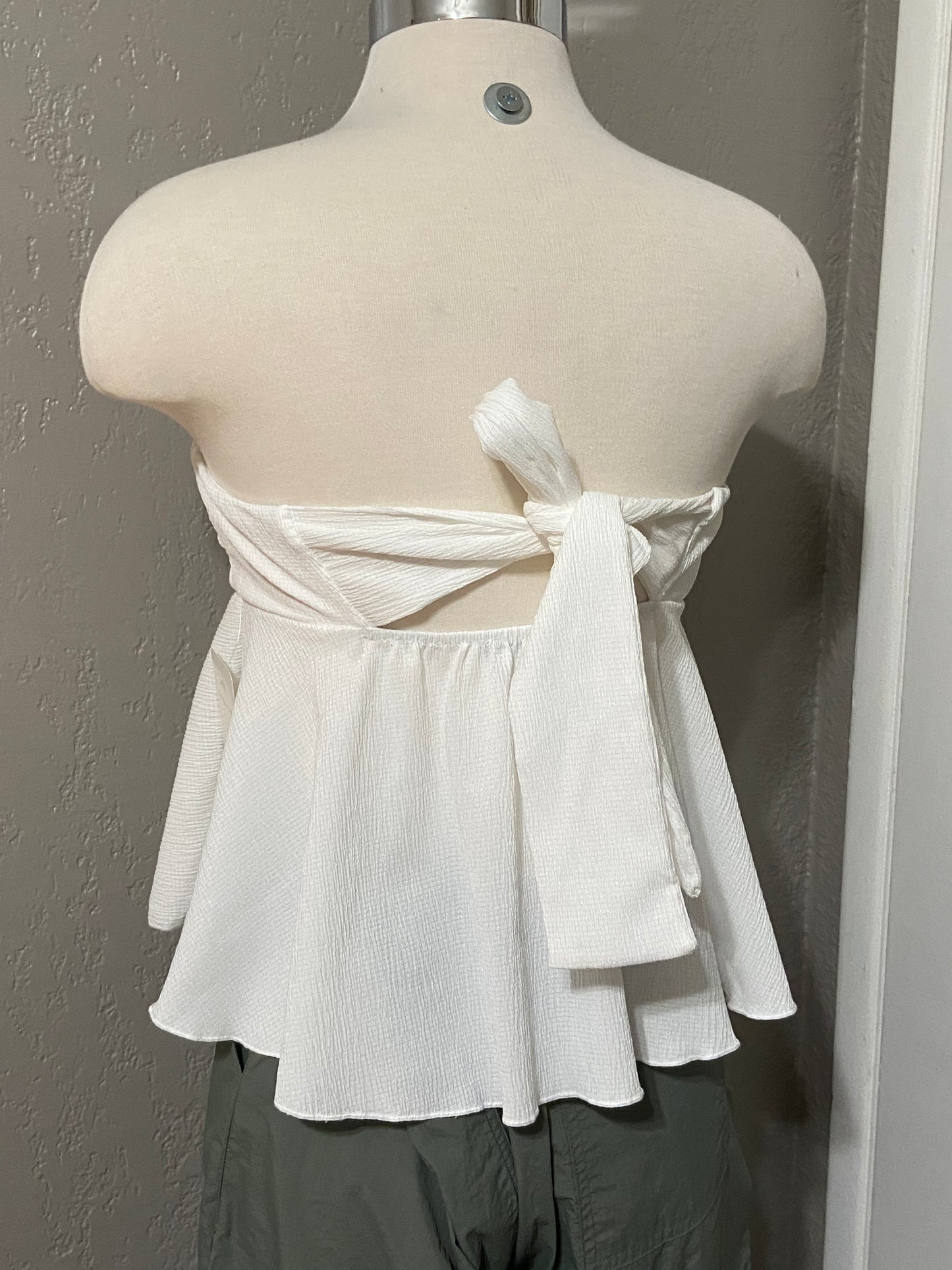 White Peplum Tube Top