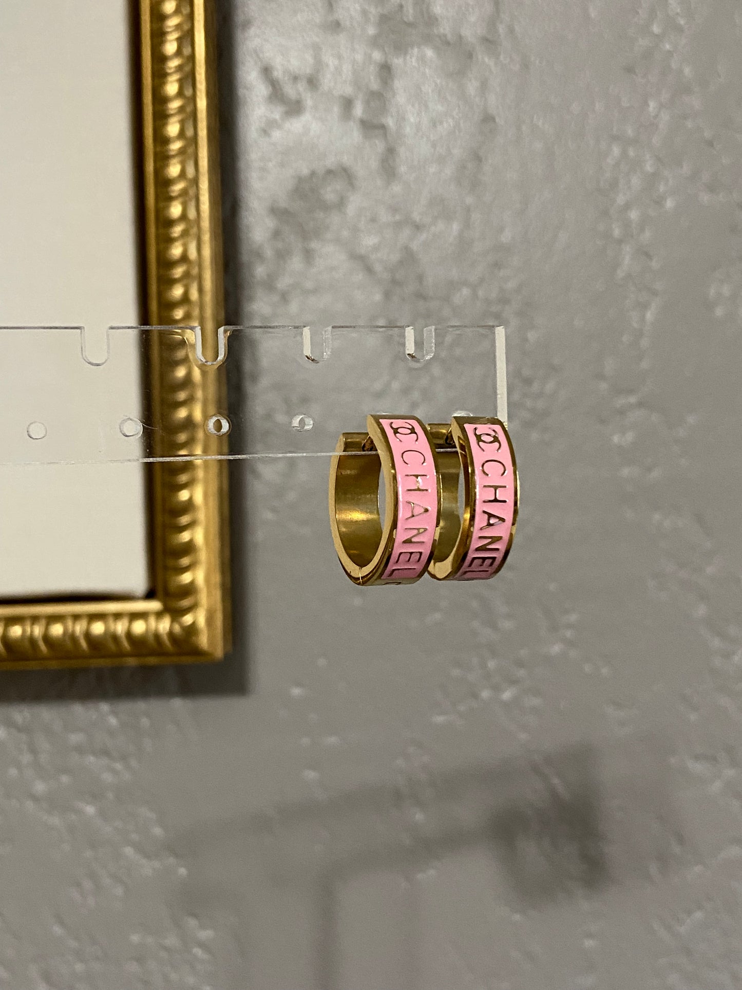 CC Pink Stainless Steel Gold Hoop