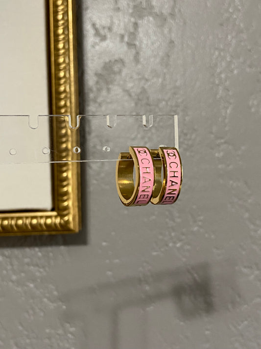 CC Pink Stainless Steel Gold Hoop