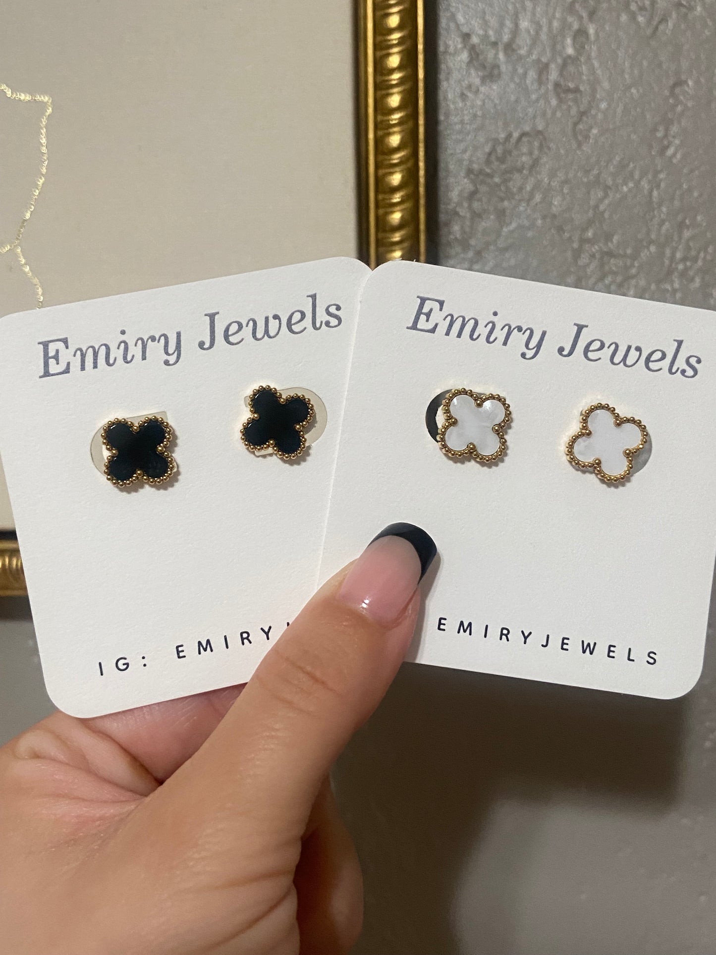 Clover Stainless Steel Stud Gold Earrings