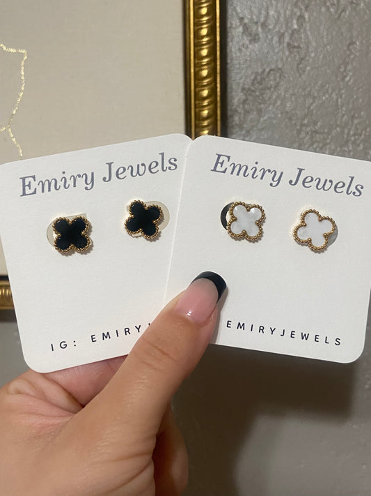 Clover Stainless Steel Stud Gold Earrings