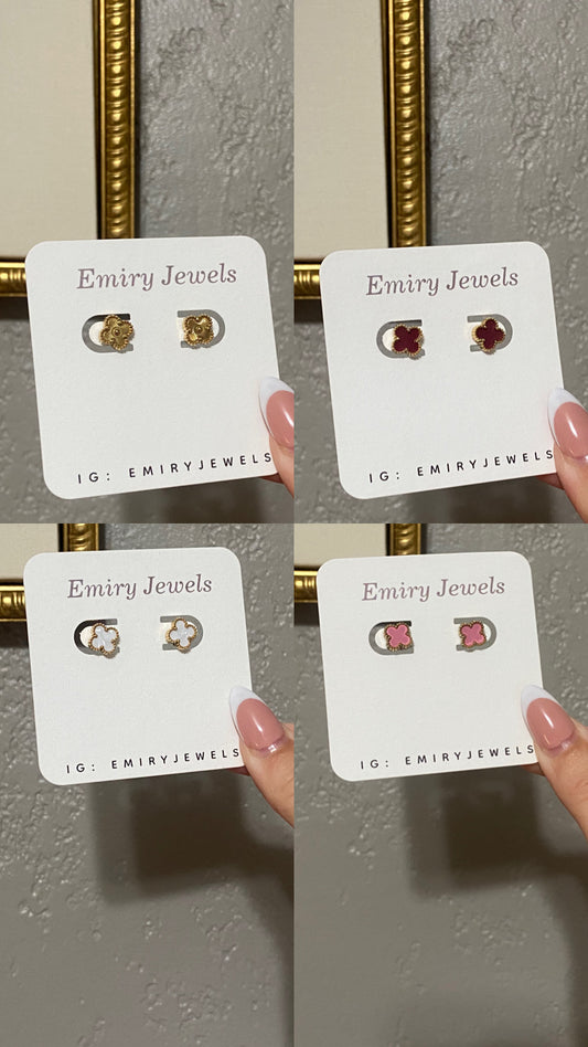 V C A Mini Clover Stainless Steel Gold Earrings