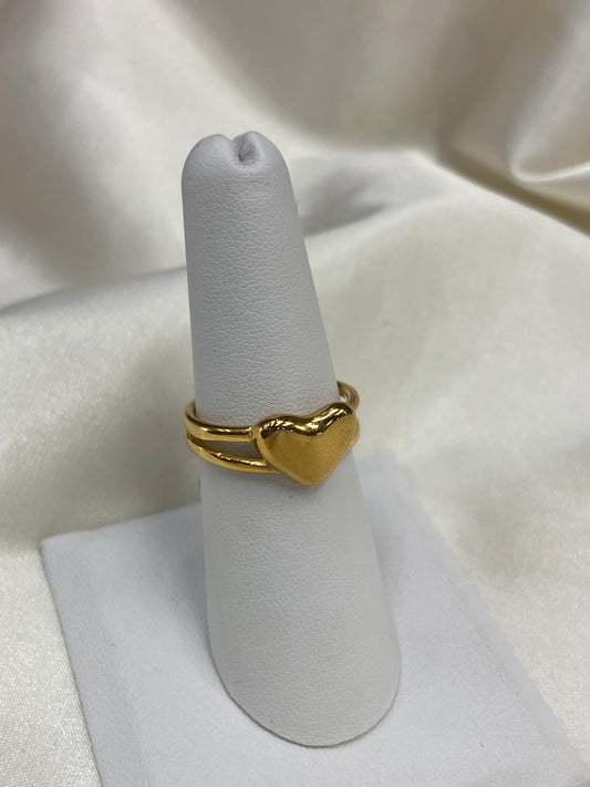 Chunky Heart Stainless Steel Gold Ring