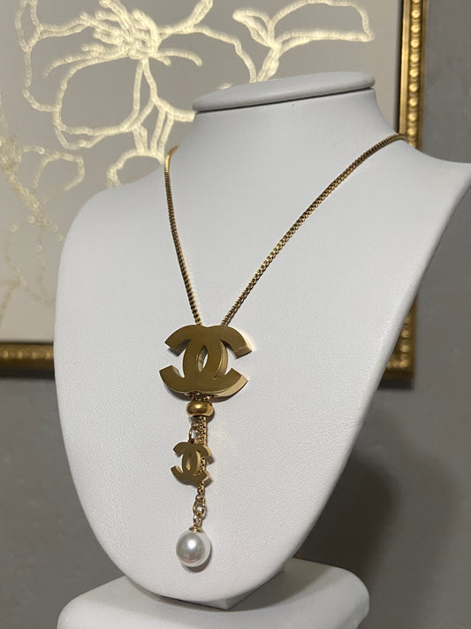 CC Pearl Stainless Steel Gold Necklace