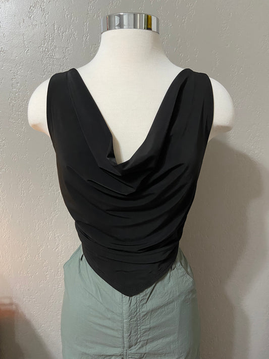 Black Cowl Neck Tank