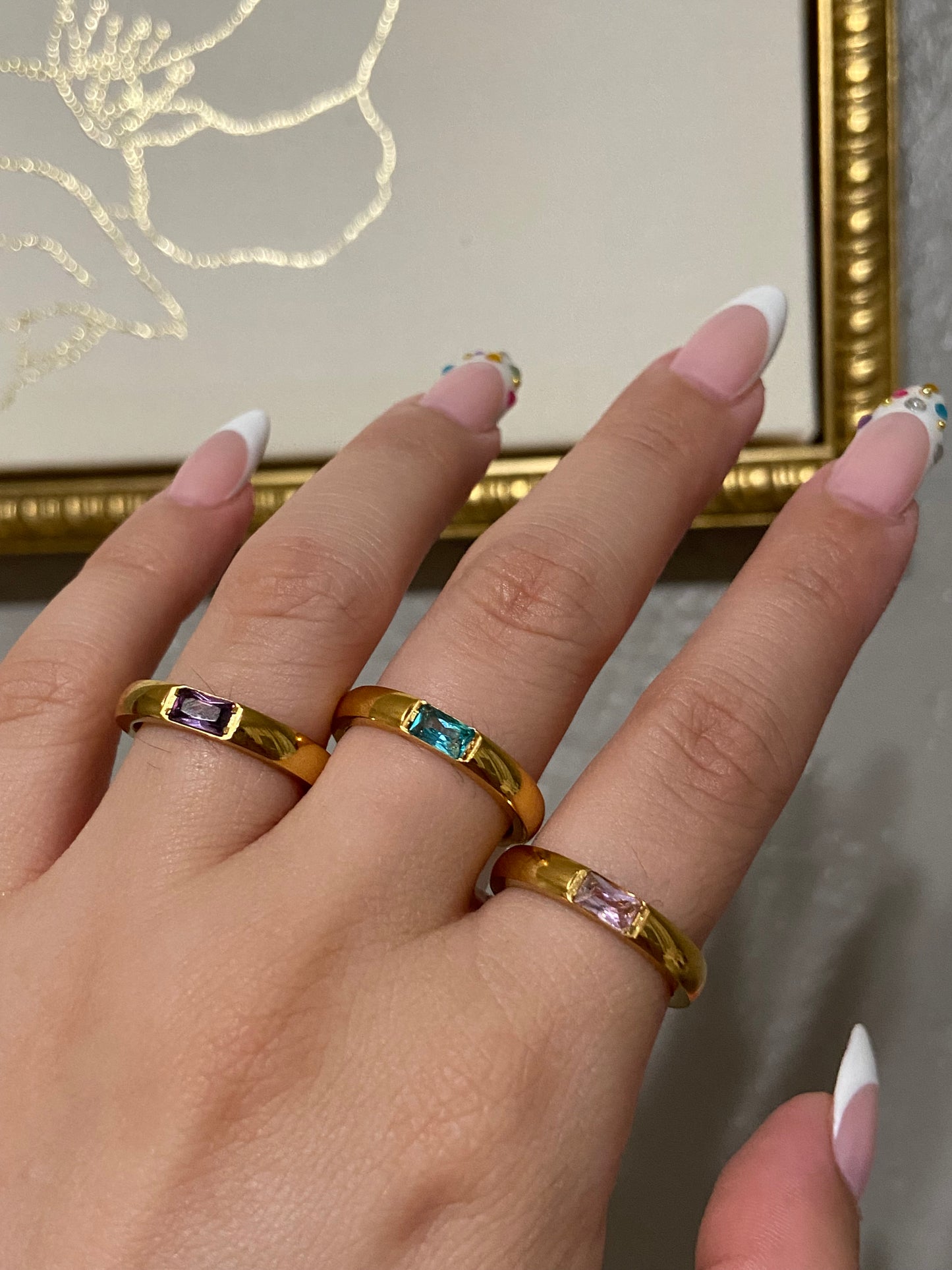 Colorful Stainless Steel Gold Rings