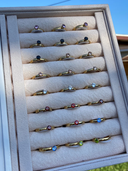 Birthstones Stainless Steel Gold Rings