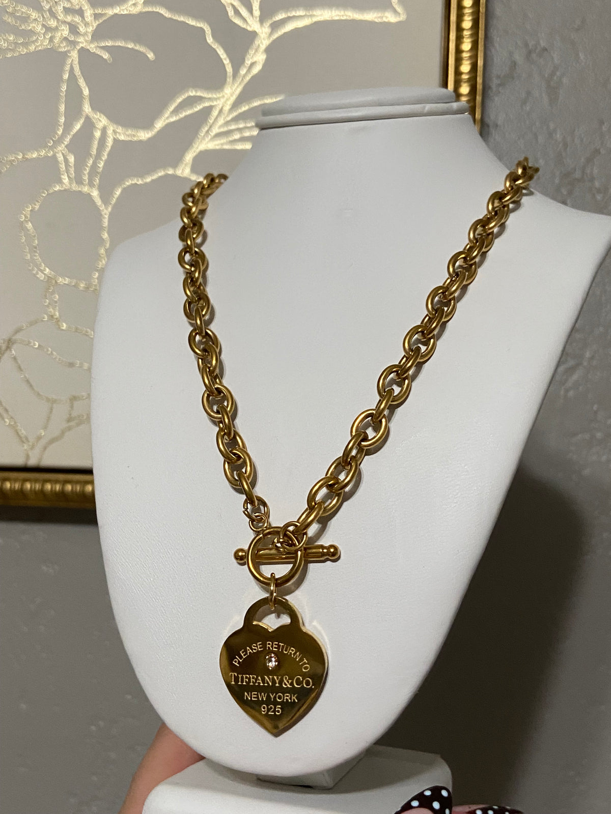 Tiff & Co Heart Tag Stainless Steel Gold Necklace