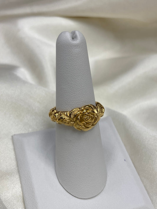 Gold Chunky Rose Stainless Steel Ring