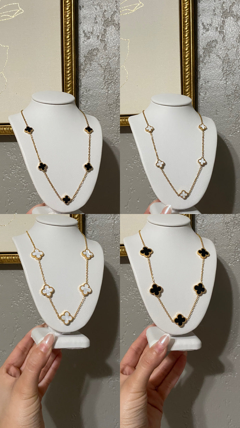 Clovers Stainless Steel Gold Necklace