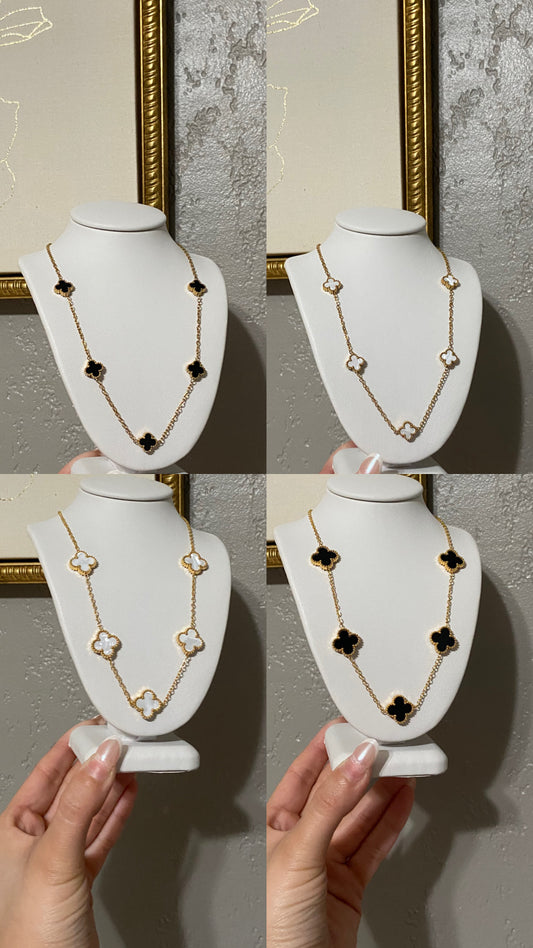 Clovers Stainless Steel Gold Necklace