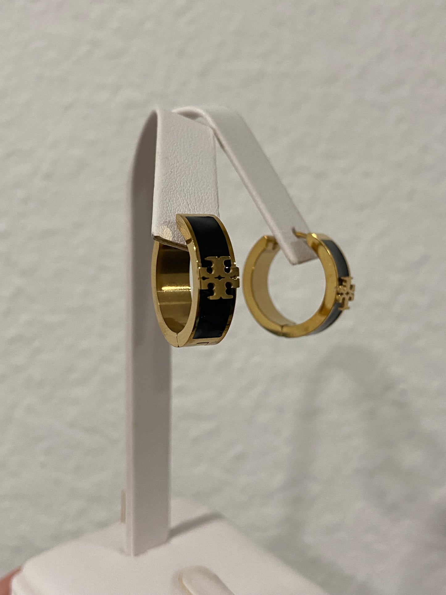 Black Tory B Stainless Steel Gold Hoops