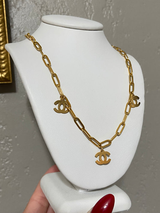 CC Stainless Steel Gold Paperclip Necklace