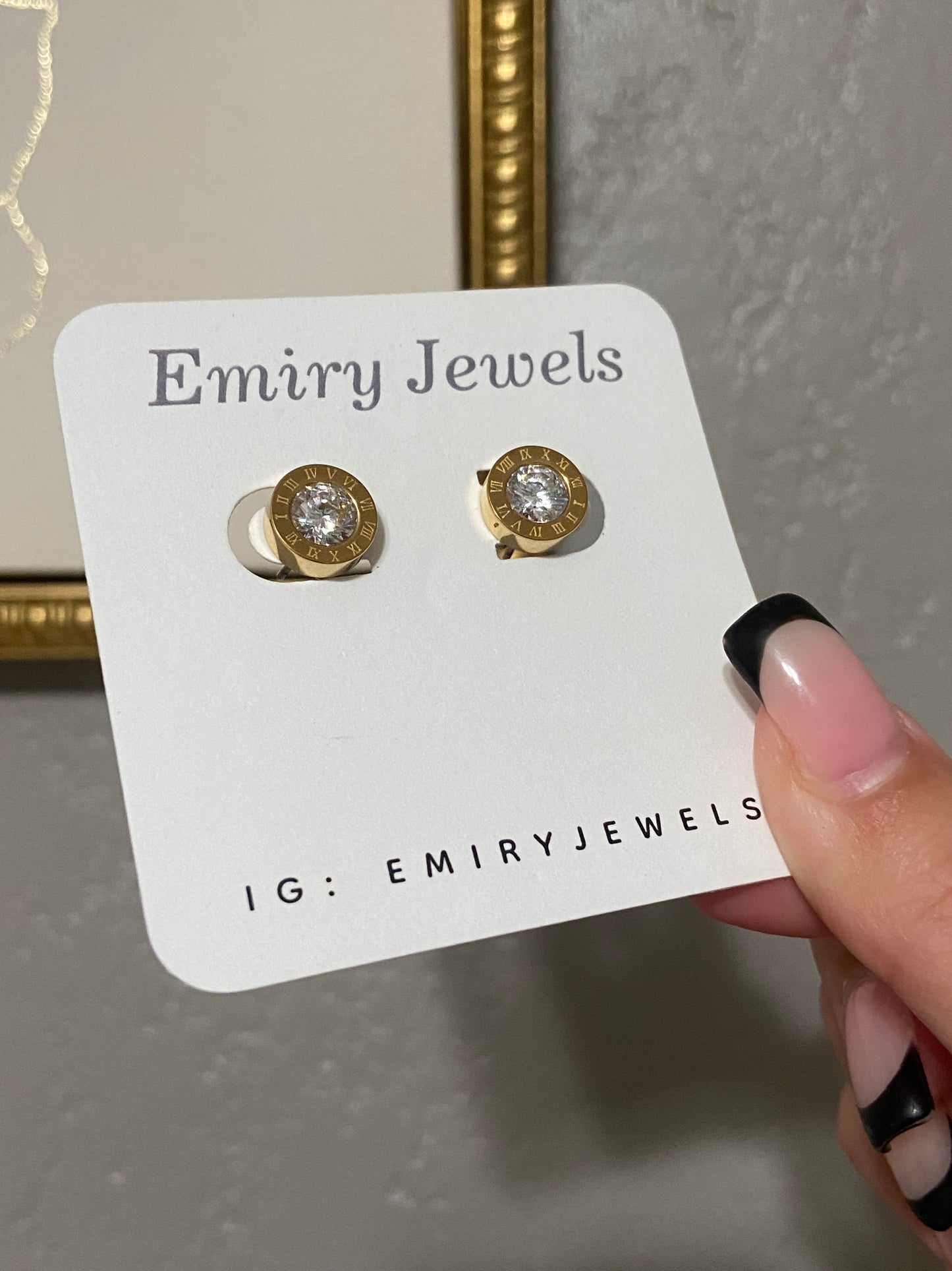 Roman Numeral CZ Stainless Steel Studs