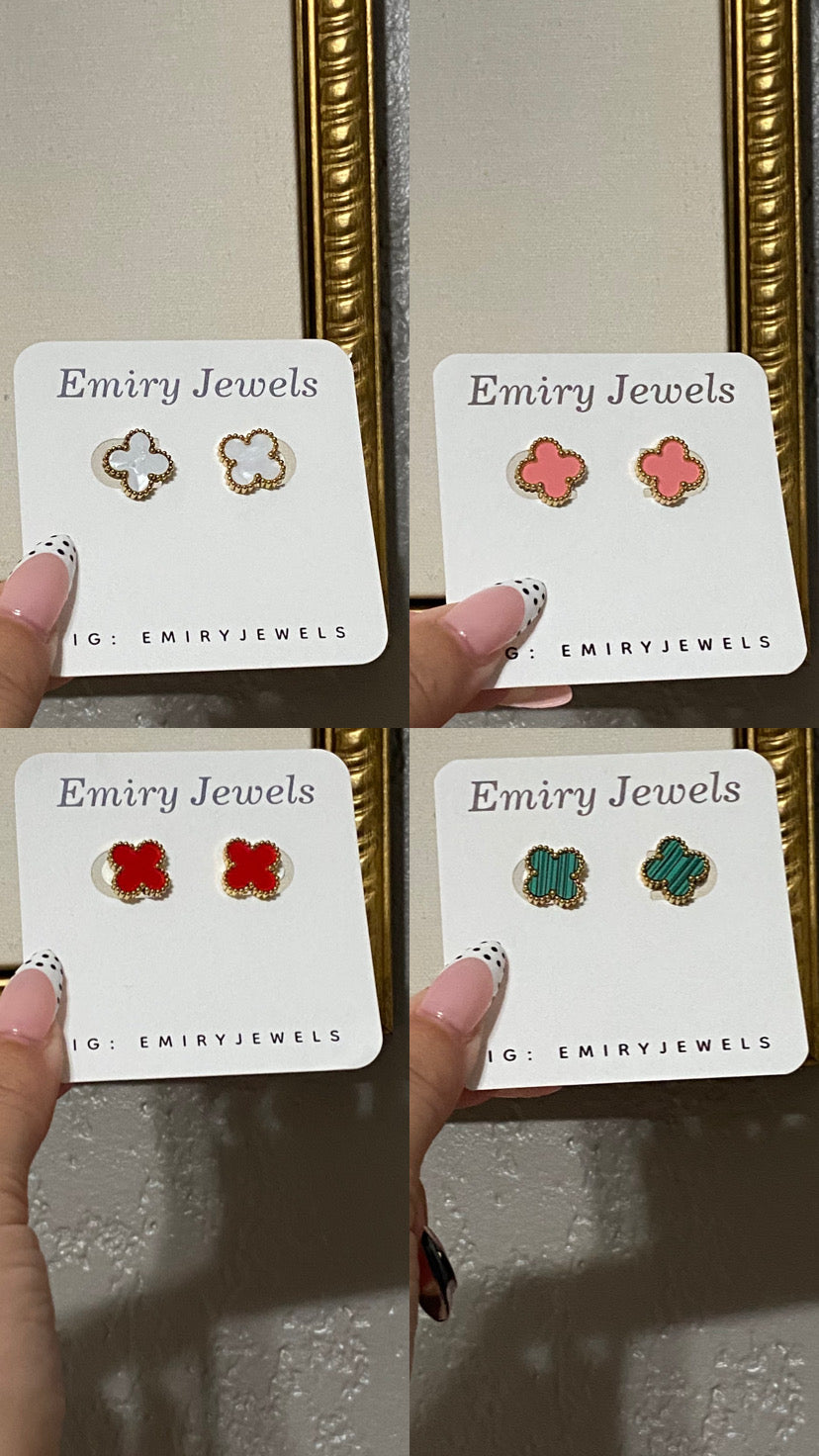 V C A Clover Stainless Steel Gold Earrings