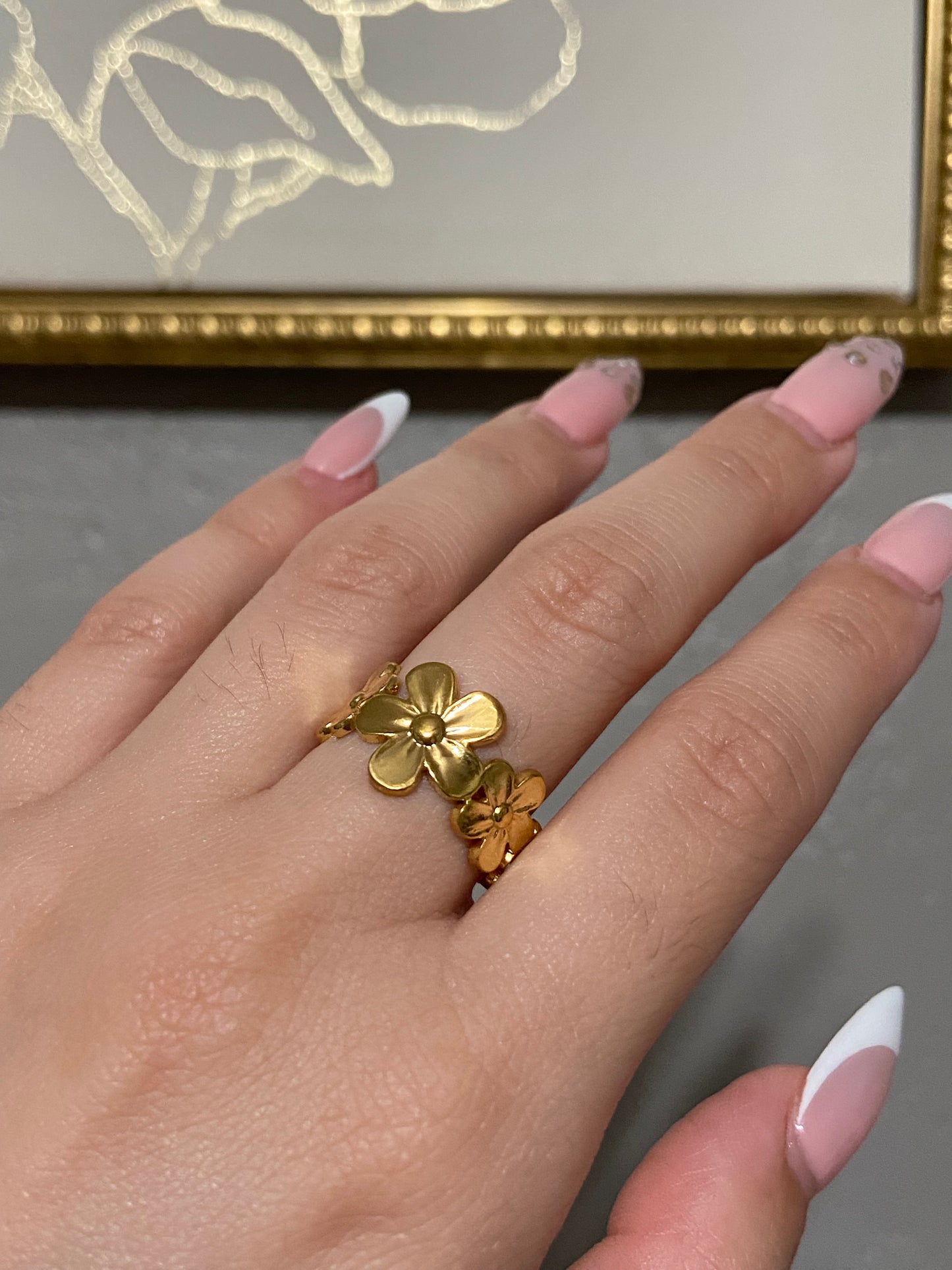Flowers Stainless Steel Ring