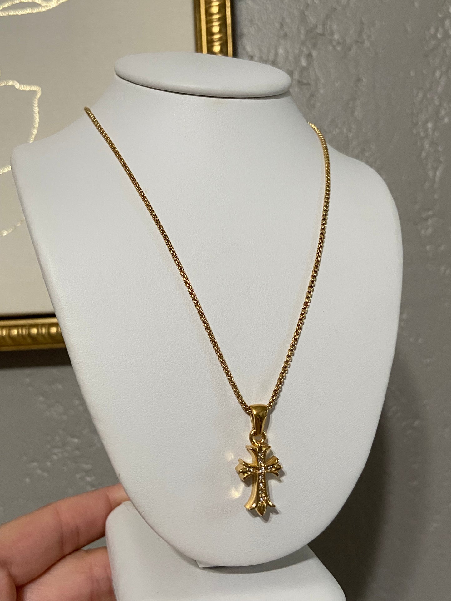 Gold Cross Stainless Steel Necklace