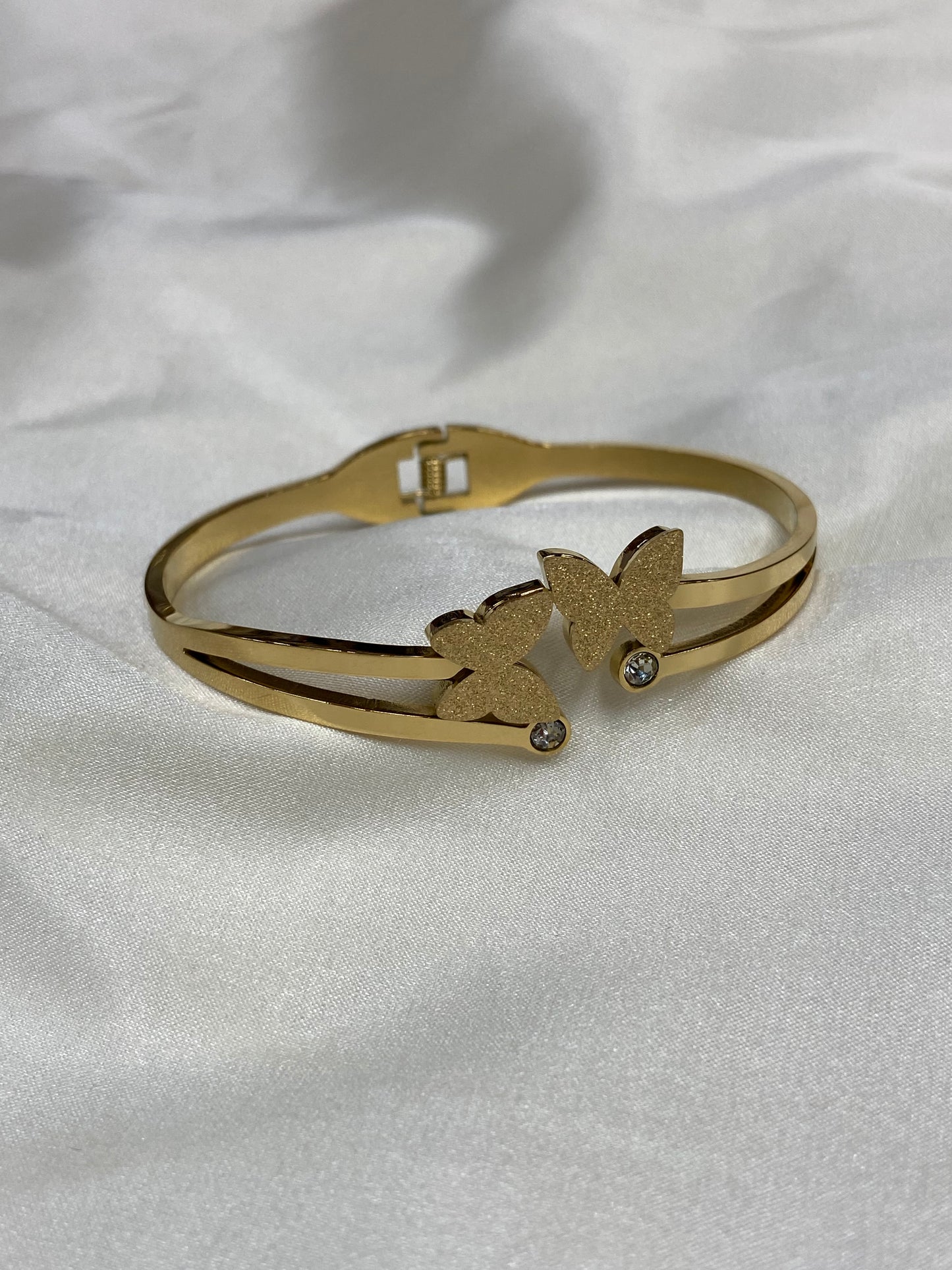 Gold Butterfly CZ Stainless Steel Bracelets
