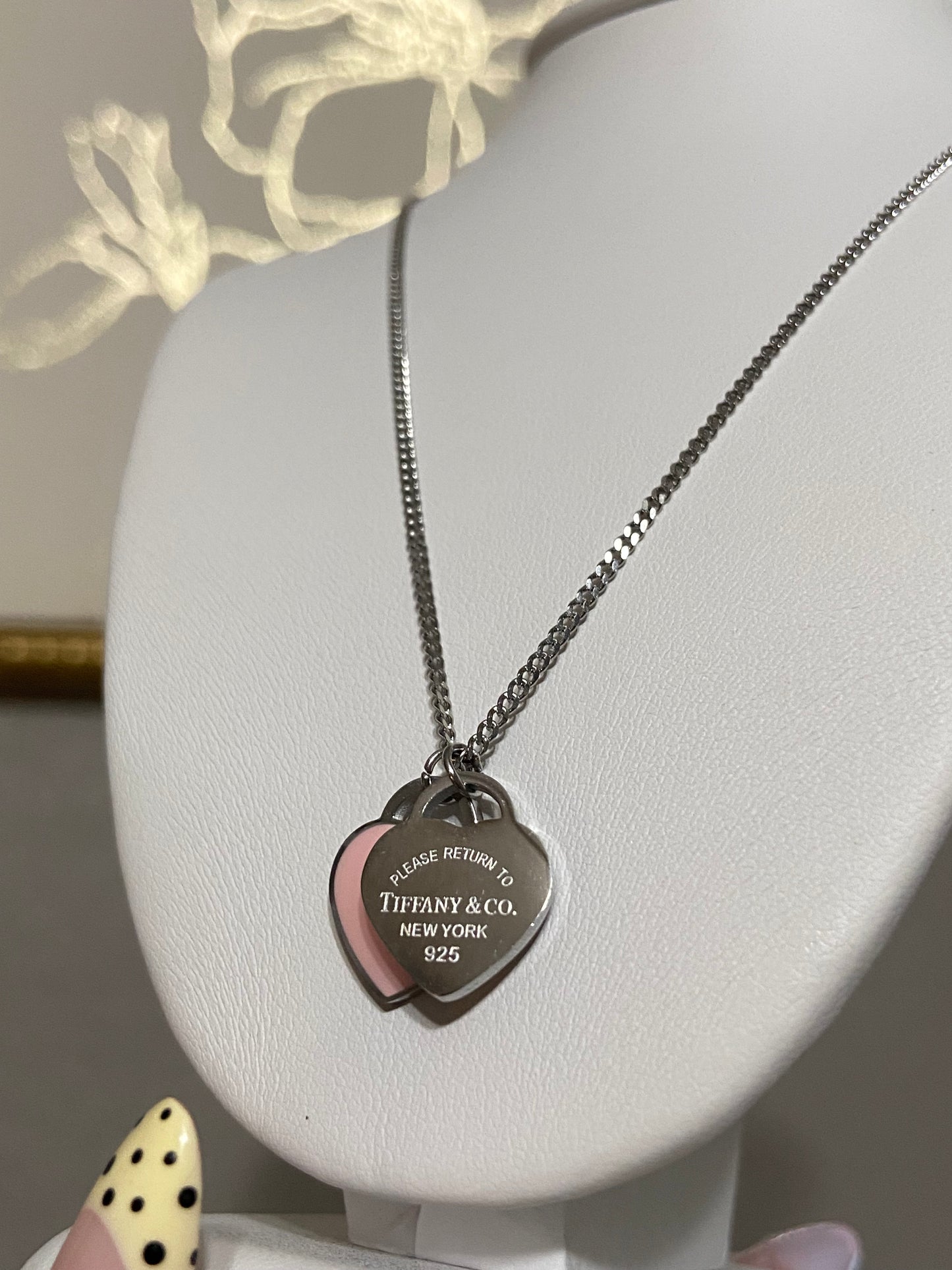 Tiff & Co Hearts Stainless Steel Silver Necklace