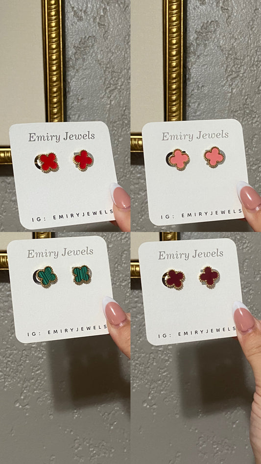 V C A Clover Stainless Steel Gold Earrings