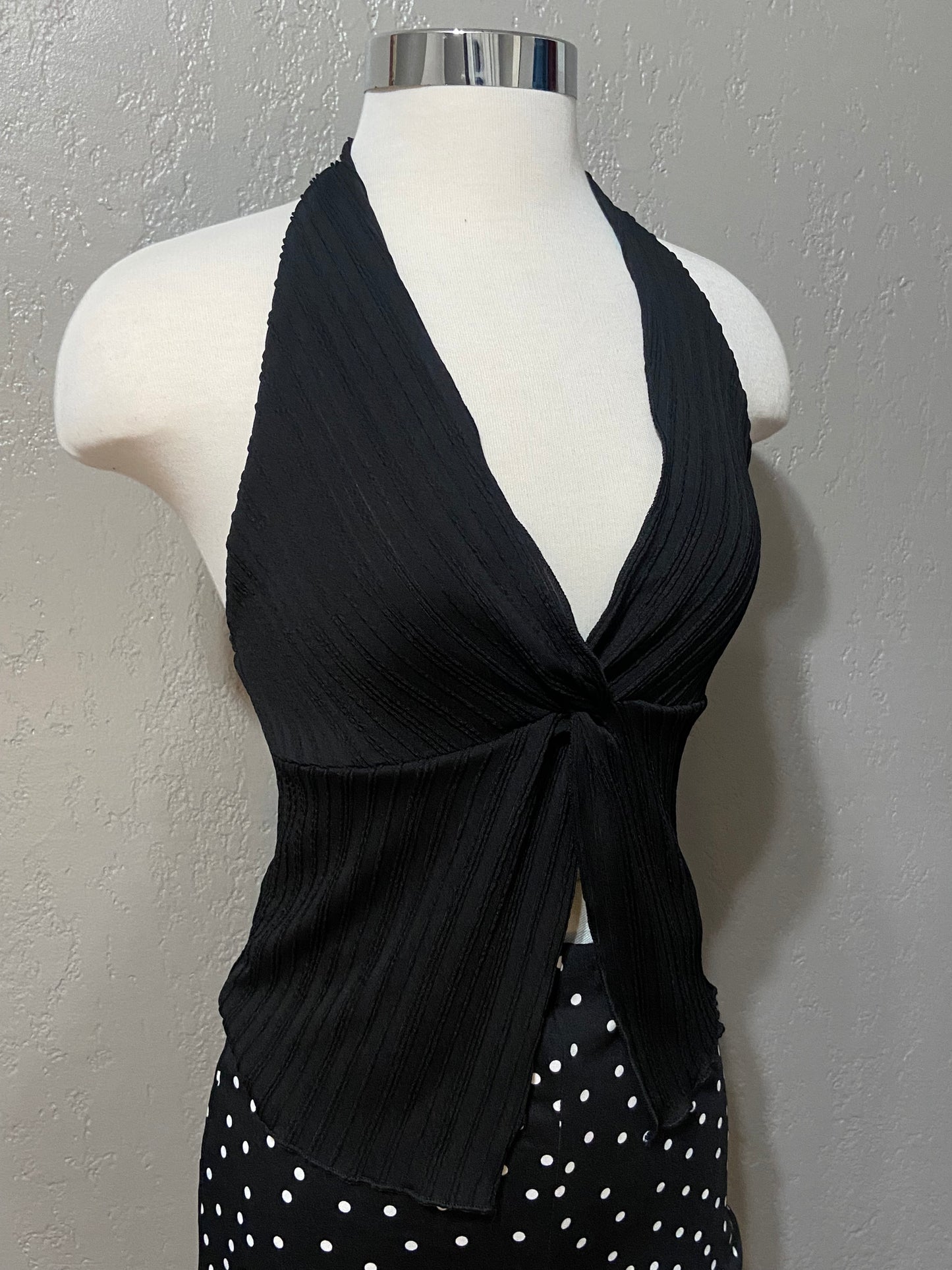 Black Halter Tie Top