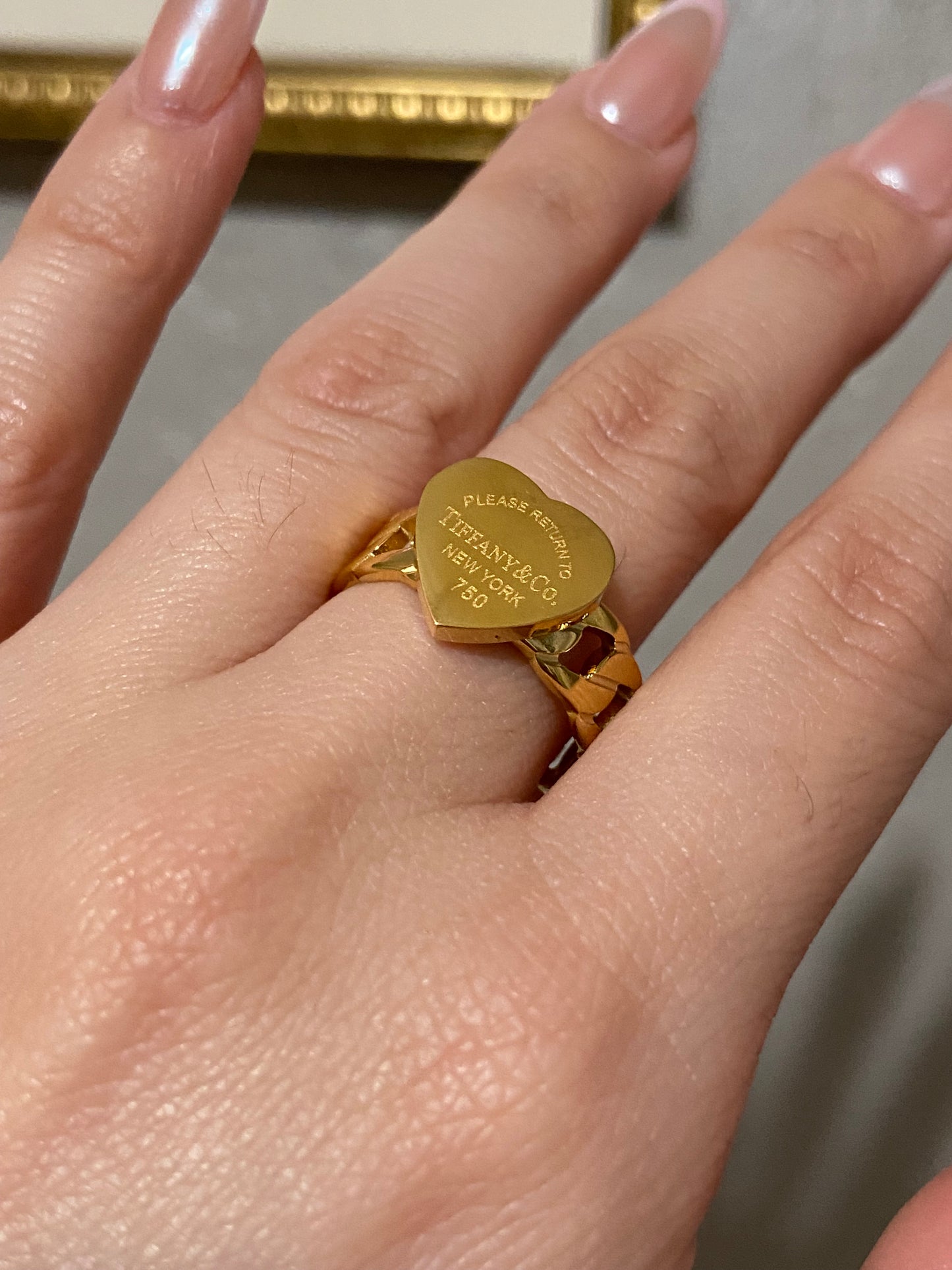 Tiff & Co Stainless Steel Adjustable Gold Ring