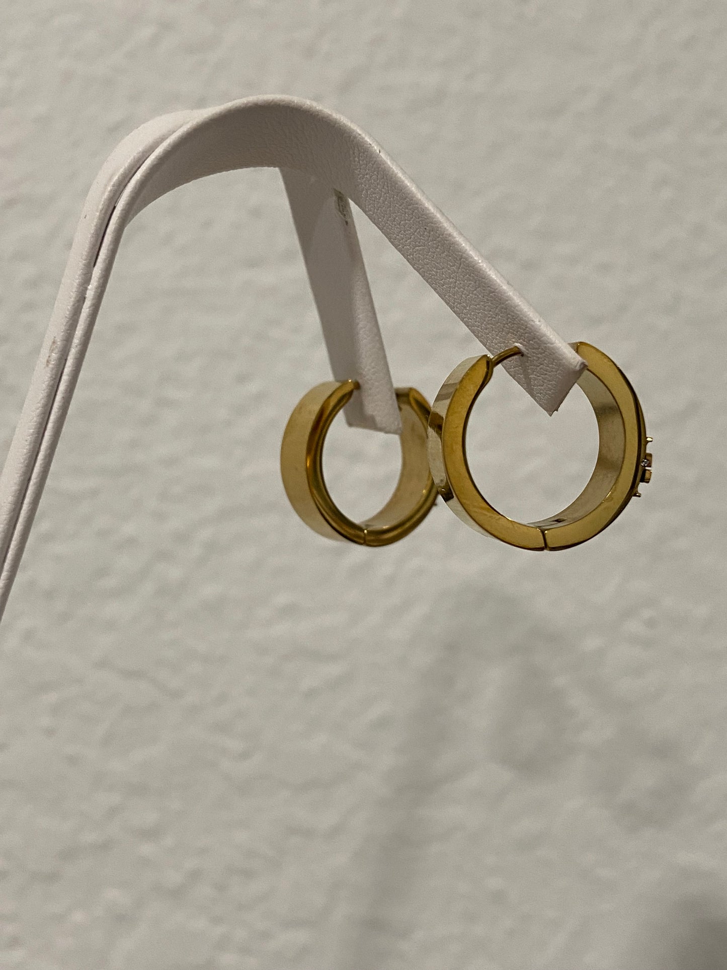 Tory B CZ Stainless Steel Gold Hoops