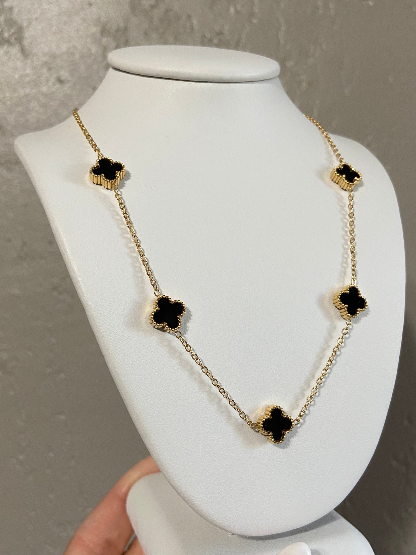 Clovers Stainless Steel Gold Necklace