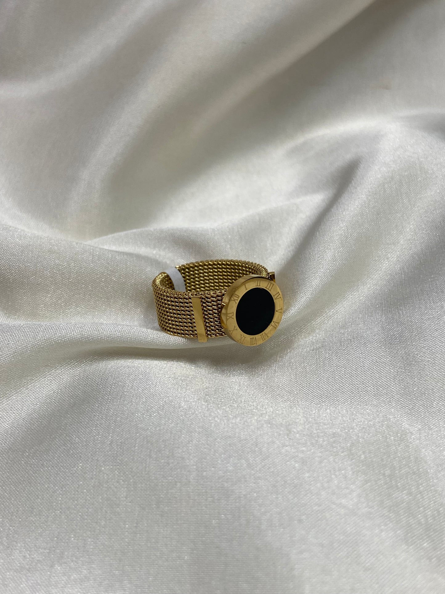 Roman Numeral Circle Stainless Steel Gold Ring