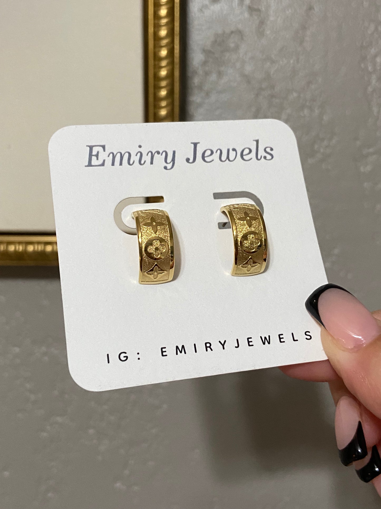 LV Half Hoop Stainless Steel Gold Earrings