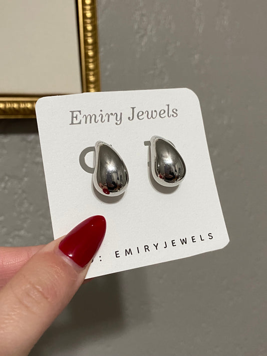 Silver Tear Drop Stainless Steel Earrings