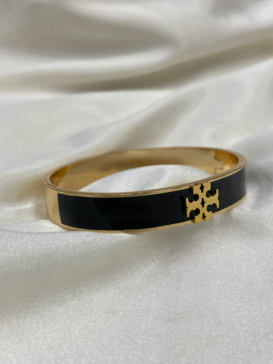 Tory B Stainless Steel Gold Bangle - Black