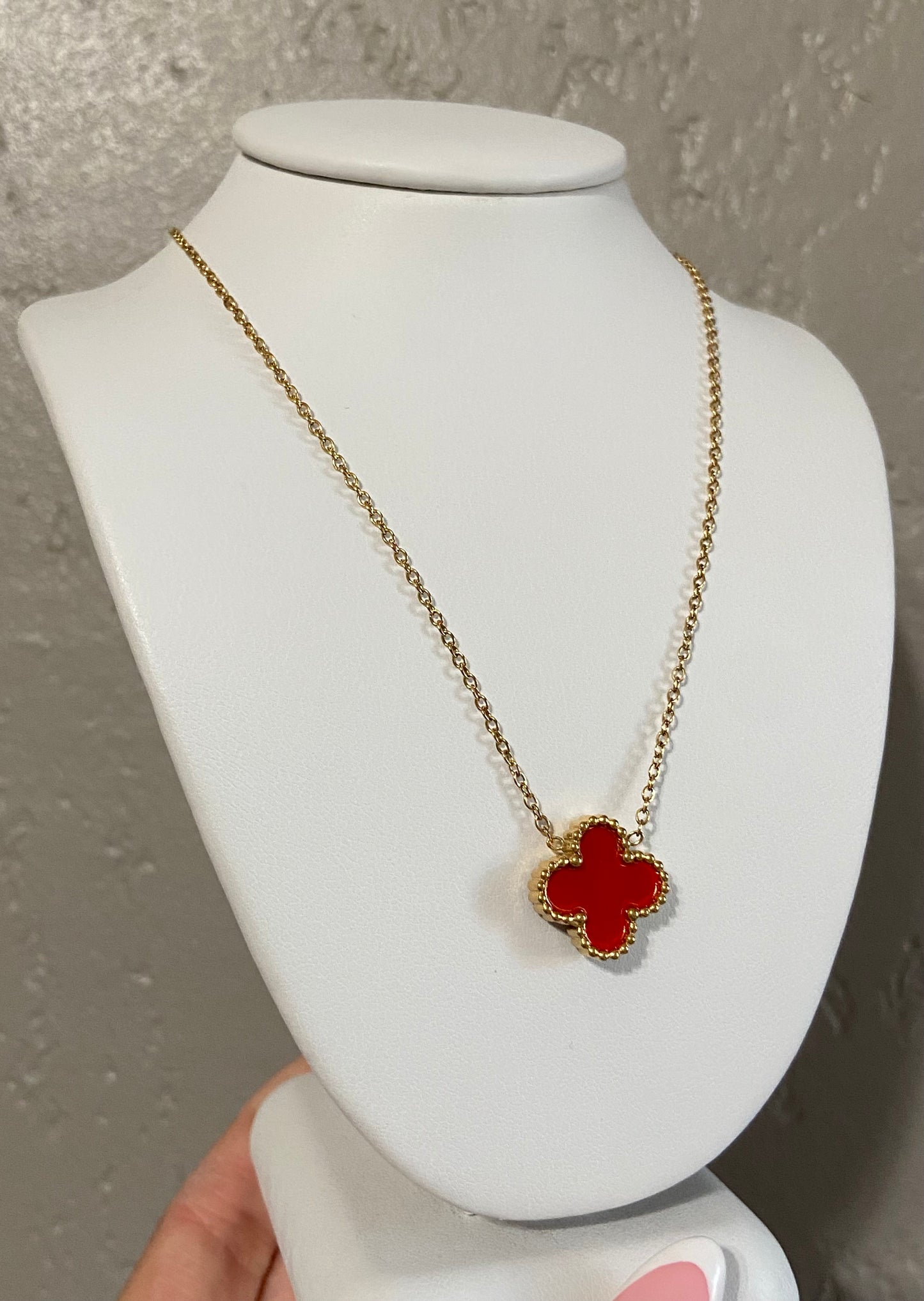 V C A Clover Stainless Steel Gold Necklace