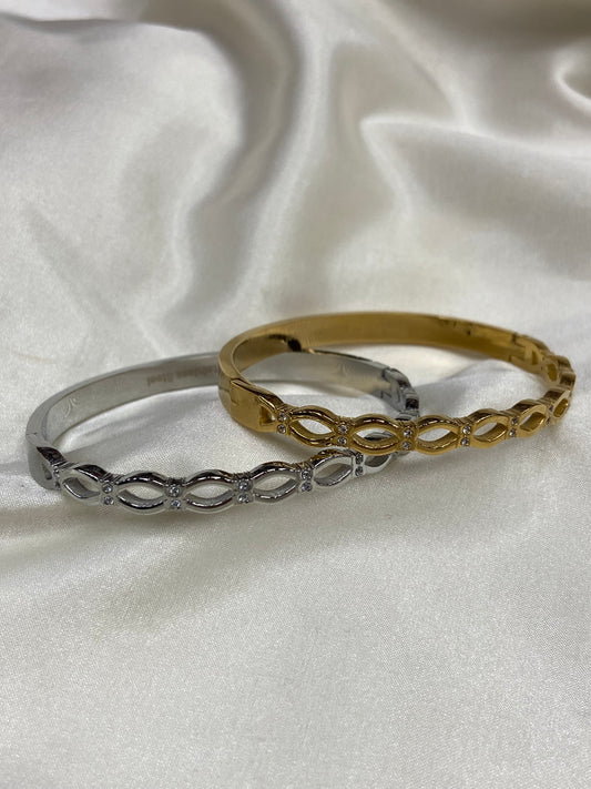 Infinity CZ Stainless Steel Dainty Bangle