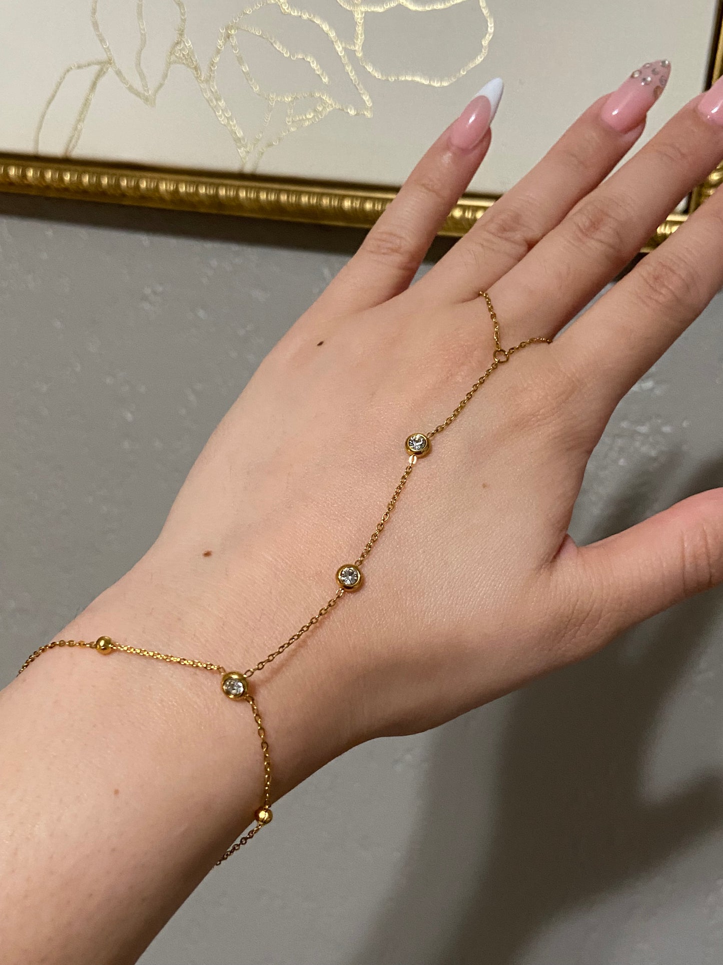 Dainty CZ Stainless Steel Gold Handchain
