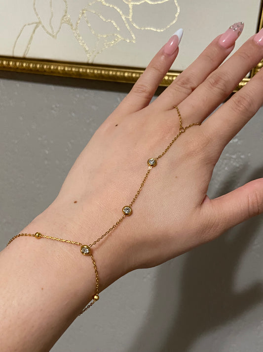 Dainty CZ Stainless Steel Gold Handchain