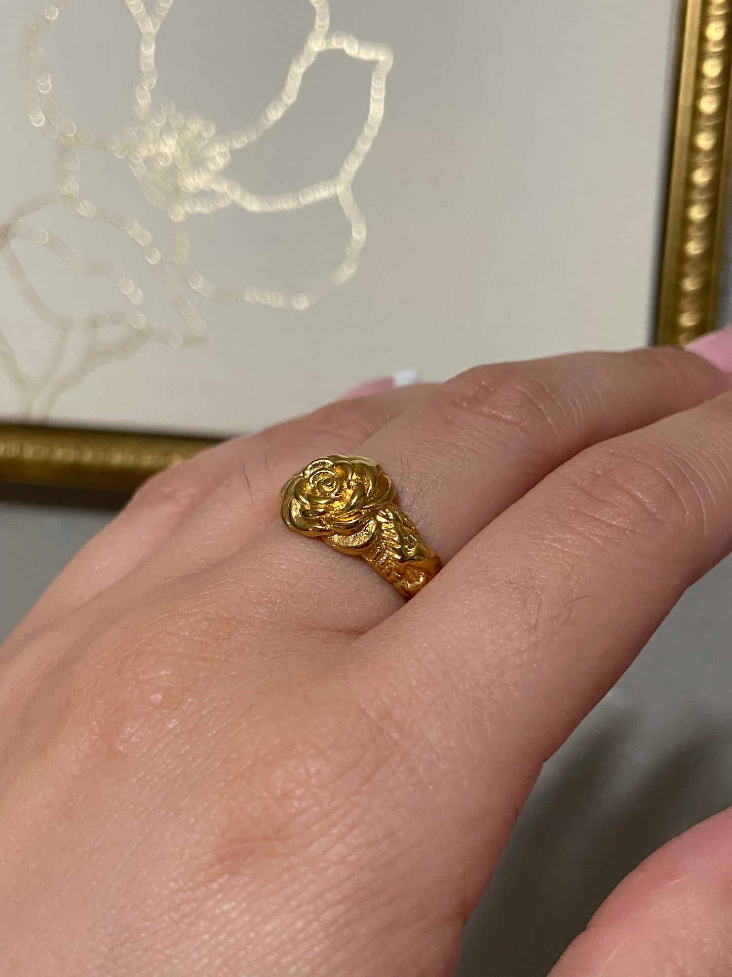 Gold Chunky Rose Stainless Steel Ring