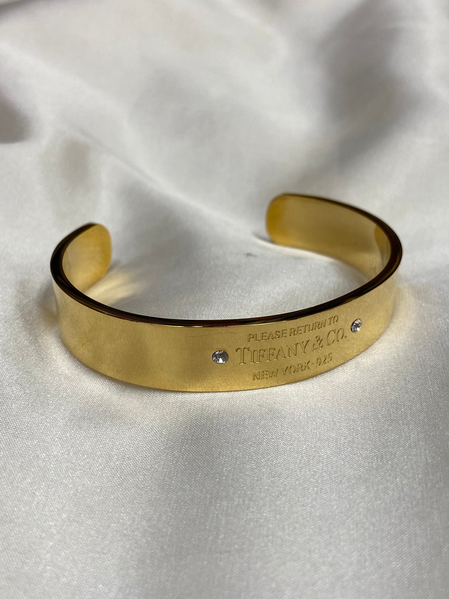 Tiff & Co Sleek Stainless Steel Gold Cuff