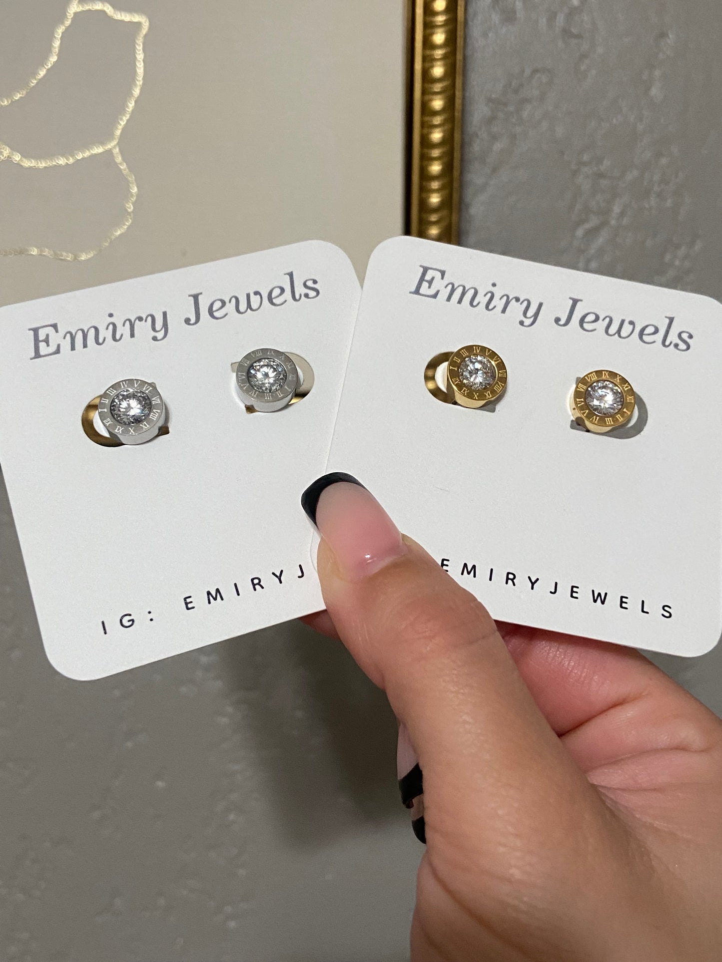 Roman Numeral CZ Stainless Steel Studs