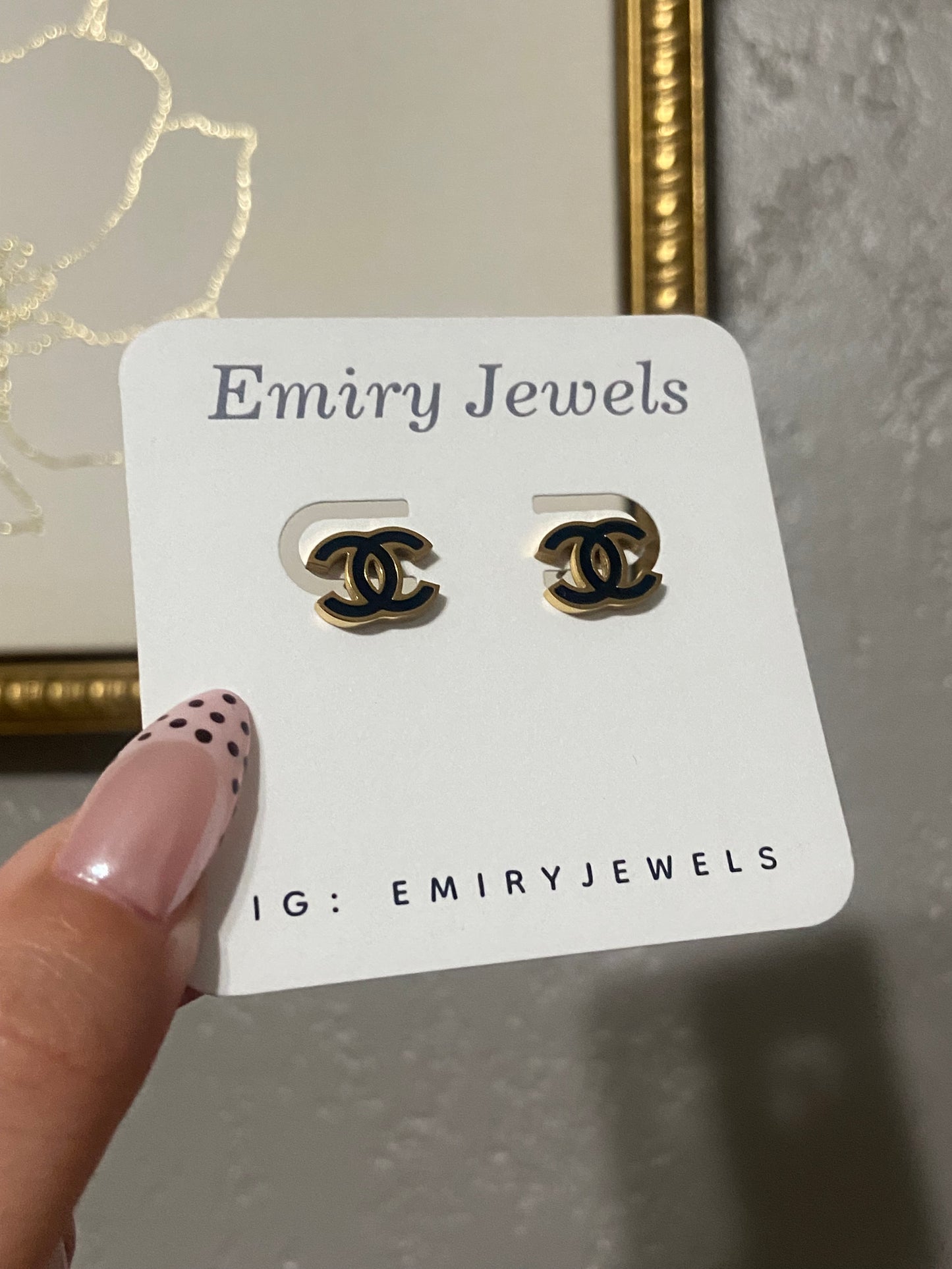 Mini CC Stainless Steel Gold Earrings