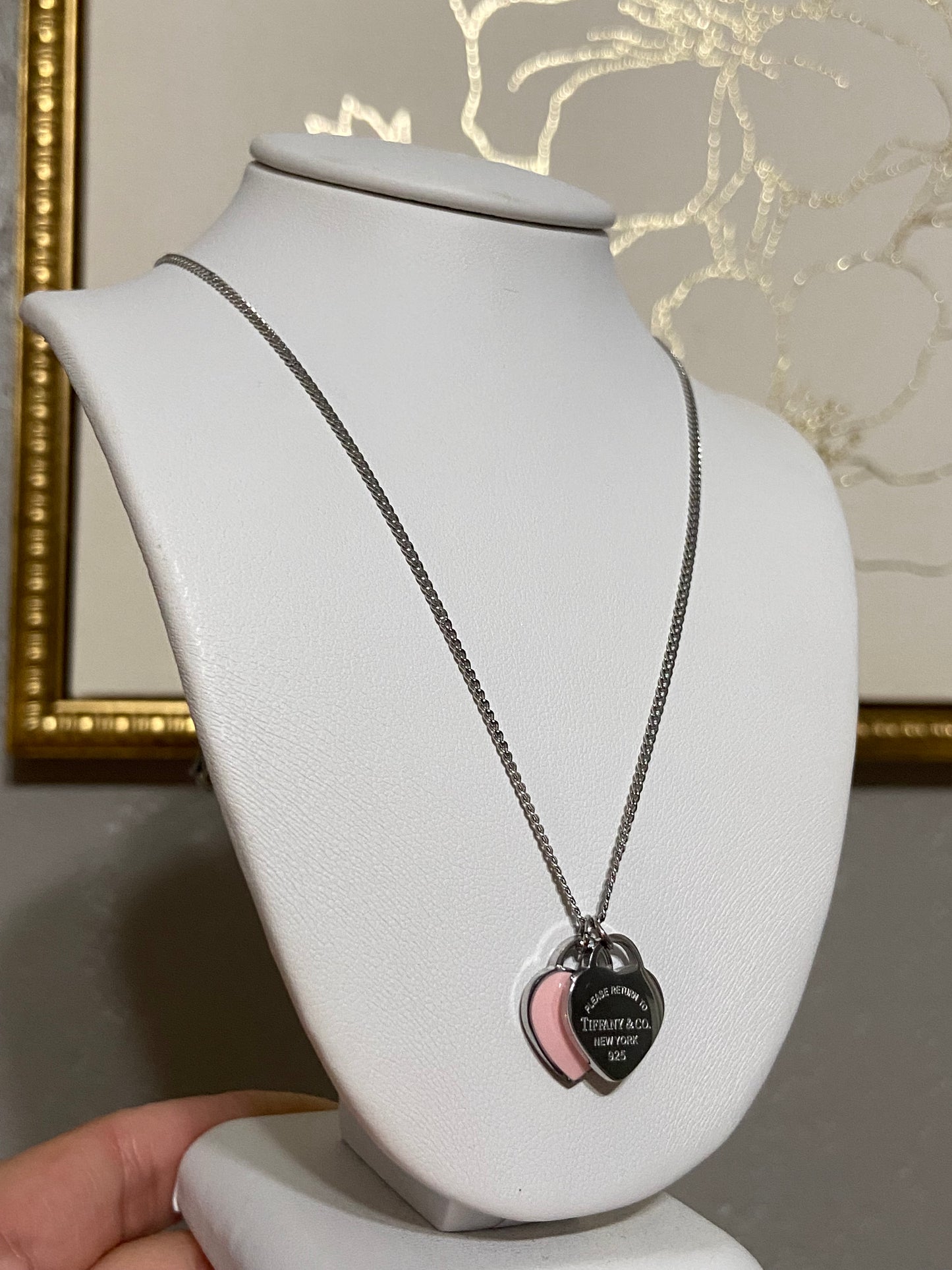 Tiff & Co Hearts Stainless Steel Silver Necklace