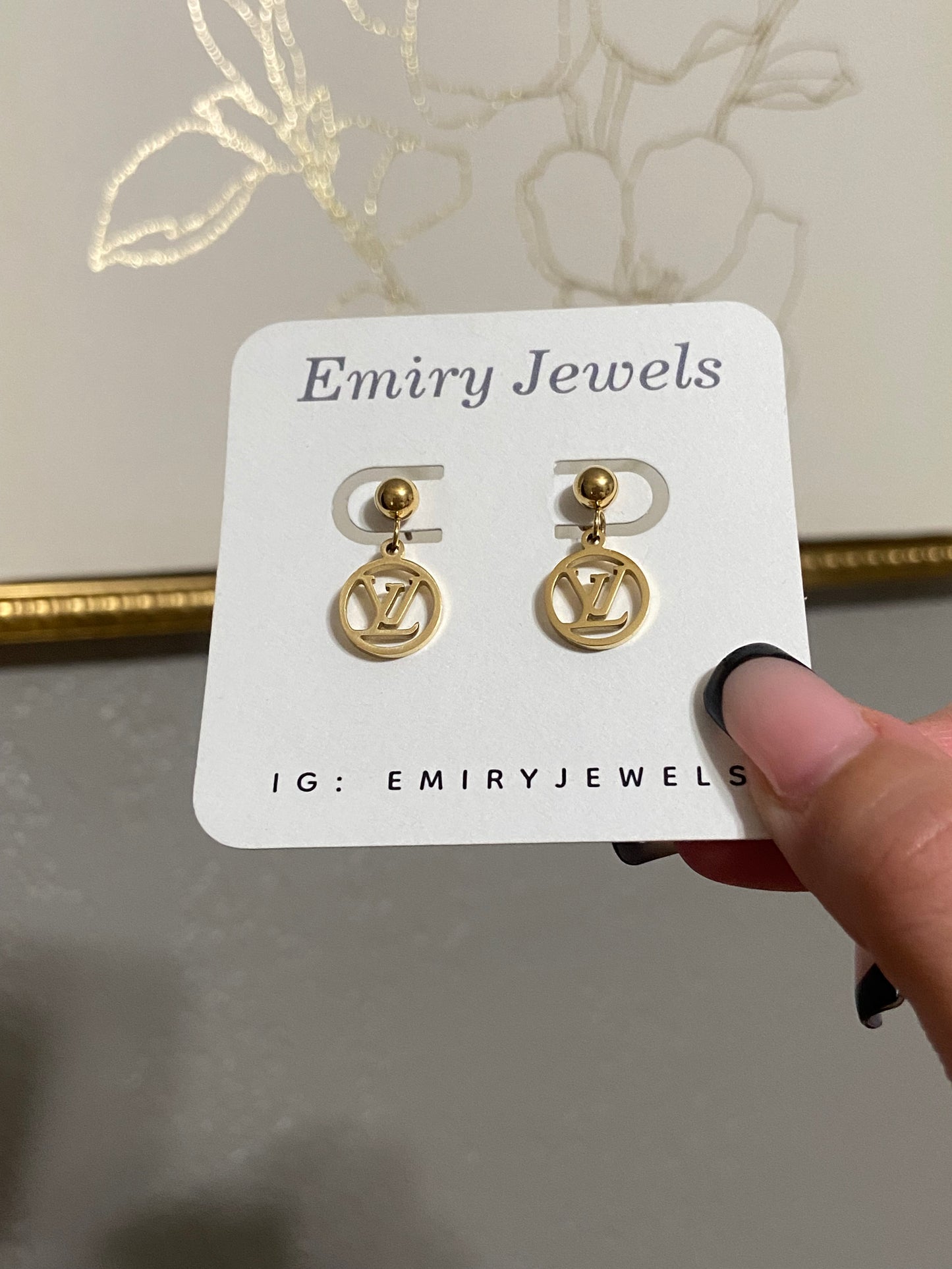 LV Drop Stainless Steel Gold Earrings